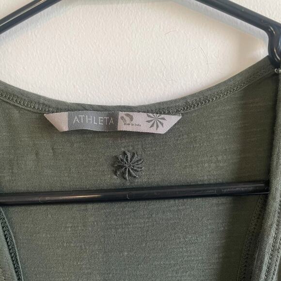 Athleta Embroidered Cotton V-neck Tank Green Size Medium - Picture 4 of 7